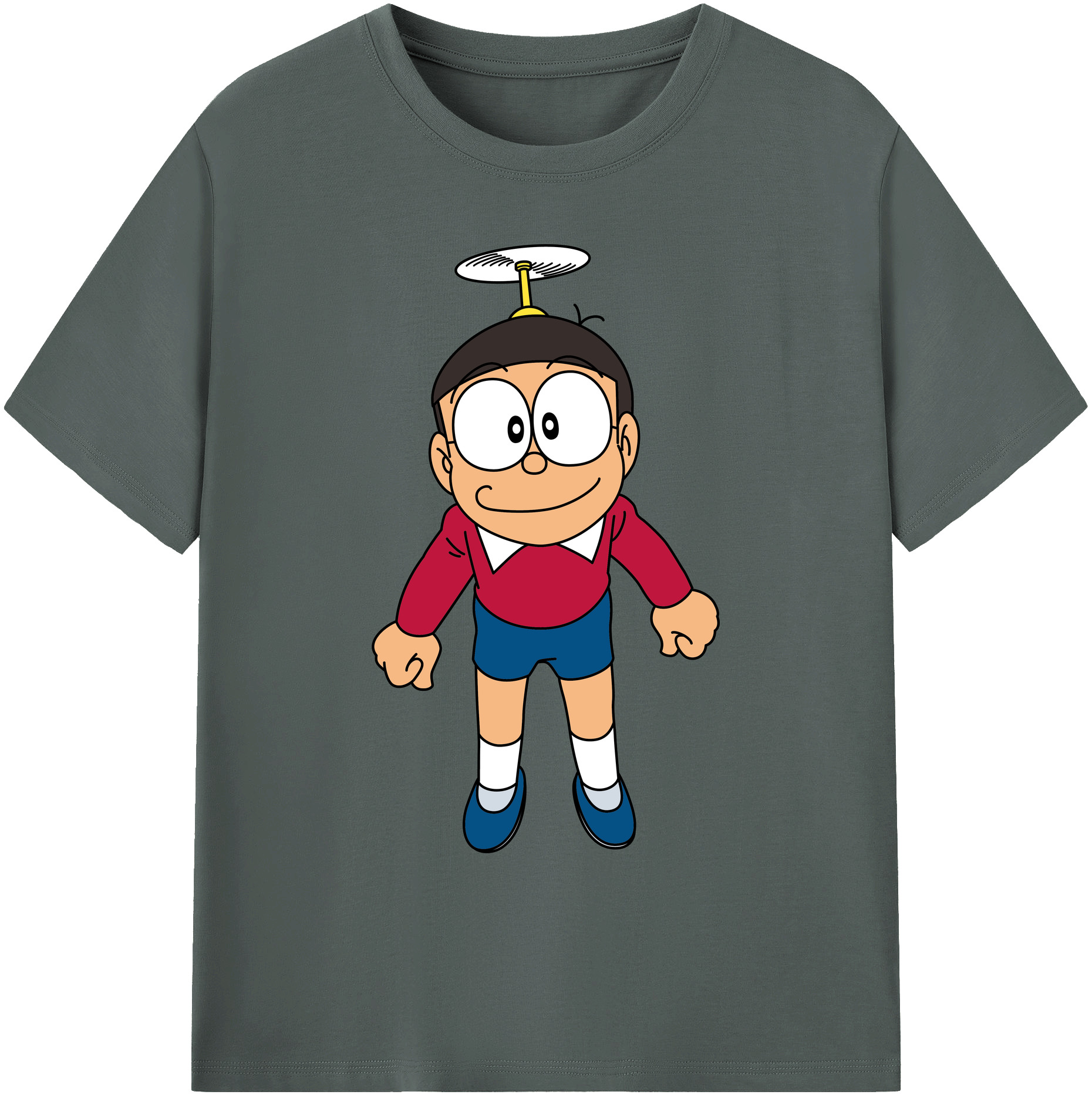 （画像用） ドラえもん 野比 のび太 Doraemon Nobita Nobi 綿100％ メンズ半袖Tシャツ｜肌触りやわらか＆通気性